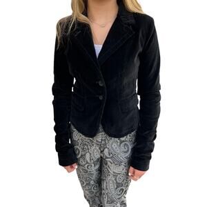 VINTAGE | Y2K Lucky Brand Dark Academia Structured Black Velvet Blazer